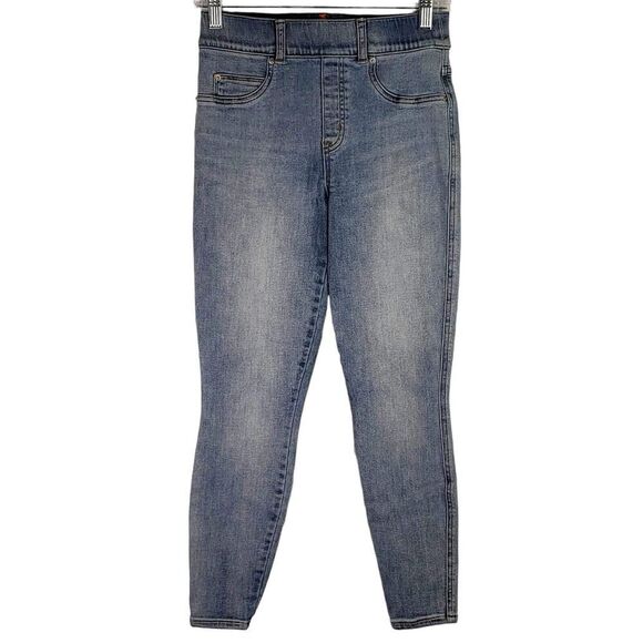 Spanx Jeans Women's Size Small Elastic Waistband Mid Rise Stretch Light Wash - Picture 2 of 12